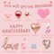 Anniversary Decorations – Pink Banner, Heart Balloons, Hanging Hearts & Rose Petals (Pink-2)